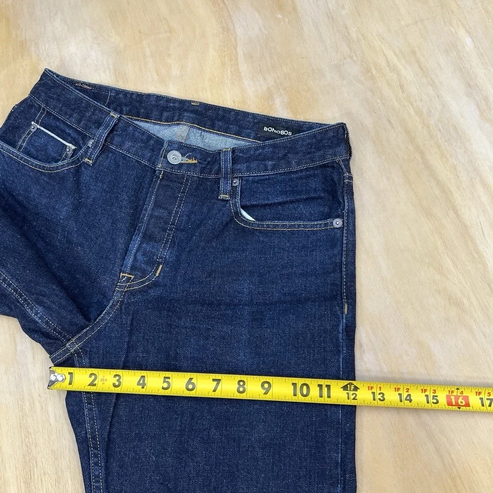 Bonobos Selvedge Denim Jeans Mens (Actual Size 31x30) Slim Fit Straight Leg Navy